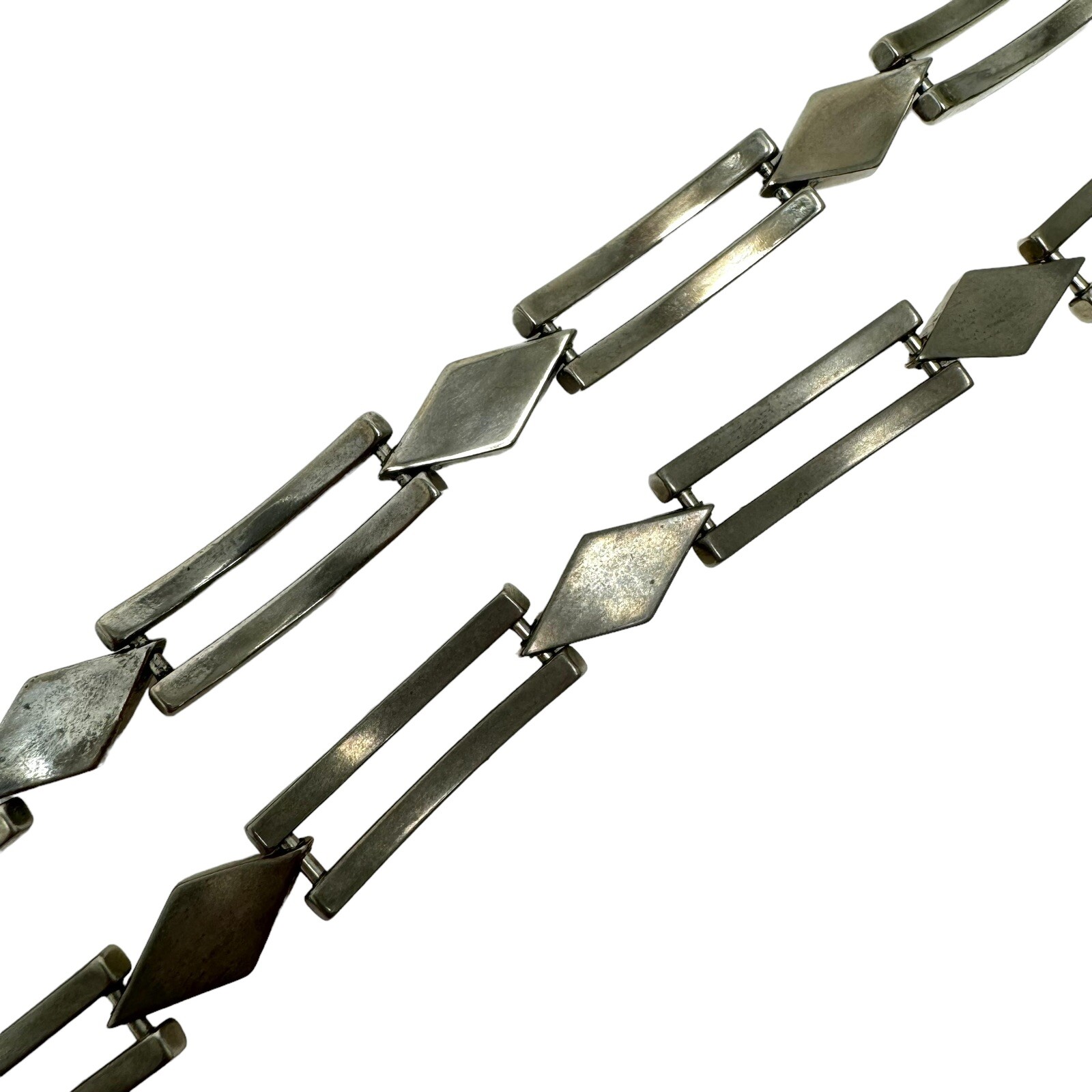 Vintage Silver Tone Curved Rectangular Link Neckl… - image 13