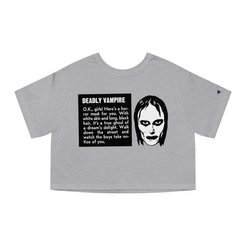 Deadly Vampire "True Ghoul" Champion Women's Heritage Cropped T-Shirt - Picture 2 of 7