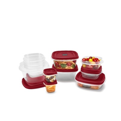 New Rubbermaid EasyFindLids 24 Piece Food Storage Containers Variety Set, Red