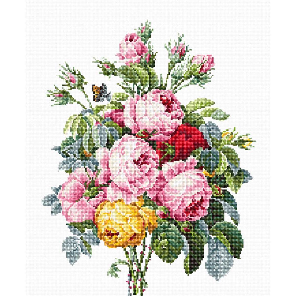 Luca-S counted Cross Stitch kit ""Roses II"", Aida 25x32cm, DIY