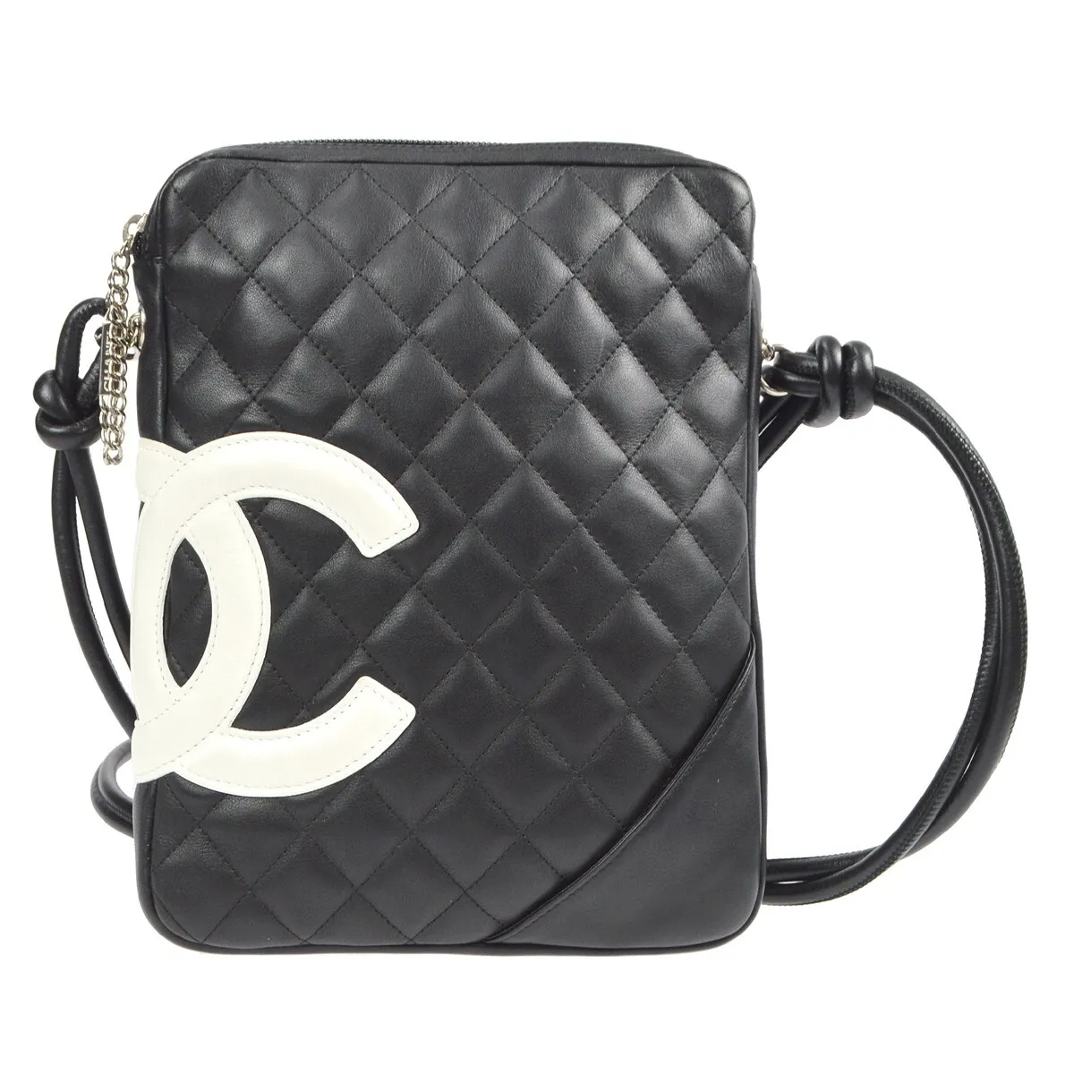 Chanel Cambon Ligne Quilted Crossbody Bag Black White Calfskin 9498259 98773