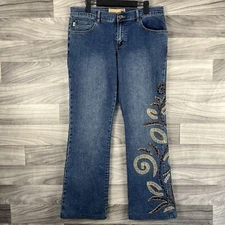 Crest Jeans Denim Pants Womens 15 Blue Bootcut Medium Wash Mid Rise Embroidered