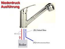 BELLAQUA Niederdruck Küchen Spültischarmatur Handbrause EcoClick Verbrühschu Chr