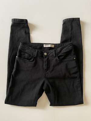 Zara Basic Z1975 Denim Skinny Jeans Stretch Black Womens Size 26x28 EUC