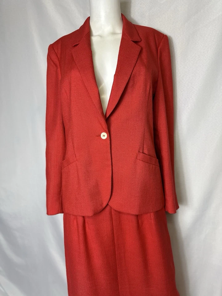 Conjunto de traje falda roja vintage marca Saville para mujer talla 14 Foto 2 de 4