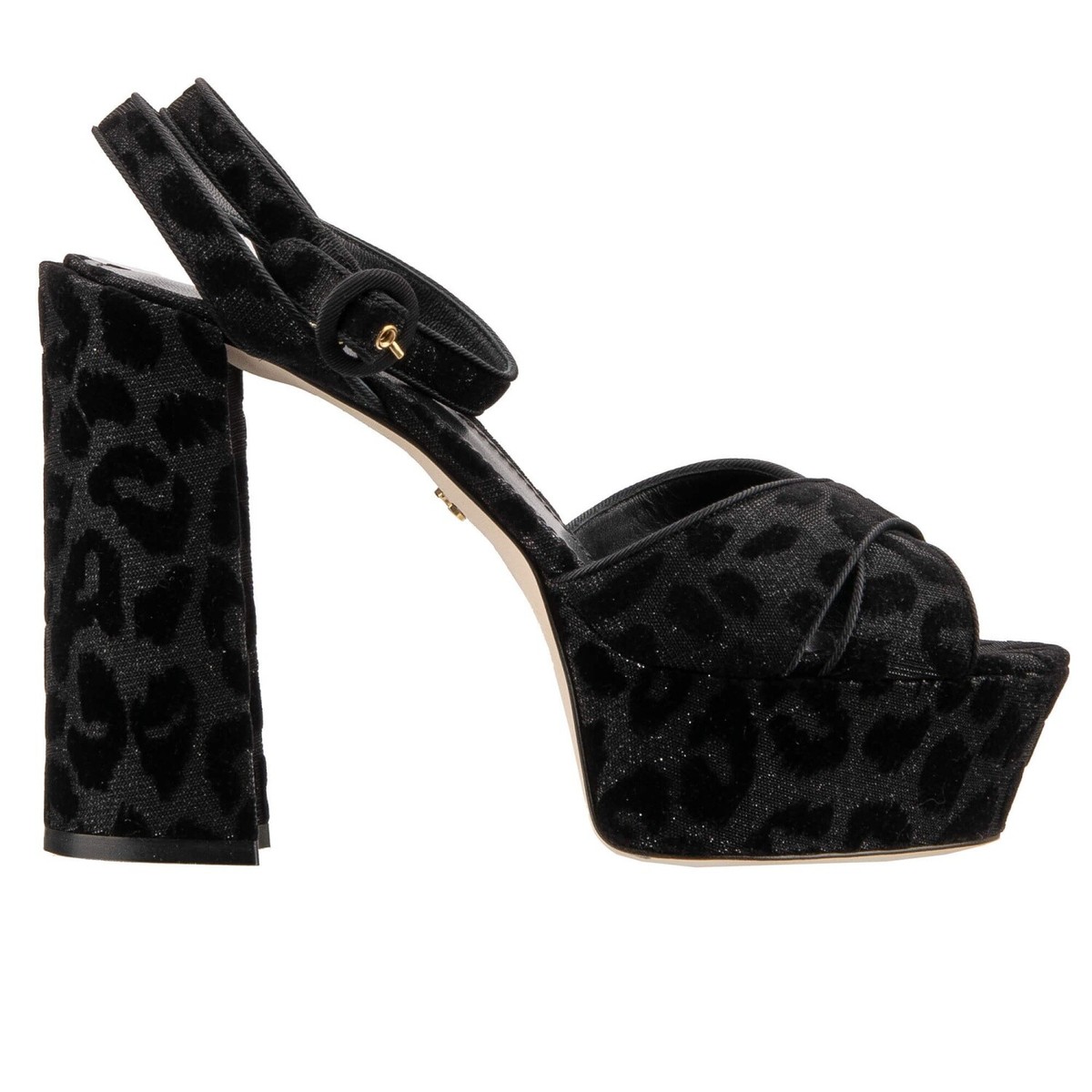 DOLCE GABBANA Leopard Glitter Jacquard Plateau Pumps Sandalen
