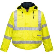 Portwest US773 Bizflame Hi Vis Bomber Jacket Waterproof Detachable Hood