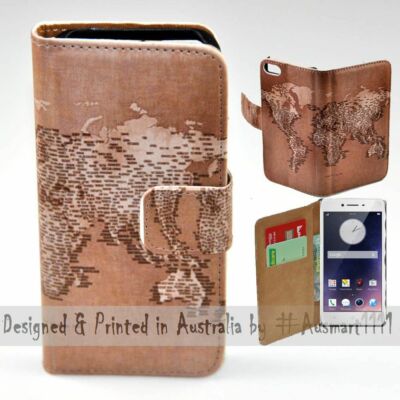 For OPPO Series World Map Old Script Theme Print Wallet Mobile Phone Case Cover