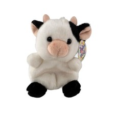 Aurora Palm Pals Sweetie Cow Plush Toy 5" Black  White Soft Collectible 5 Inch