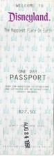 DISNEYLAND ONE DAY PASSPORT AUG 24, 1991 USED TICKET STUB