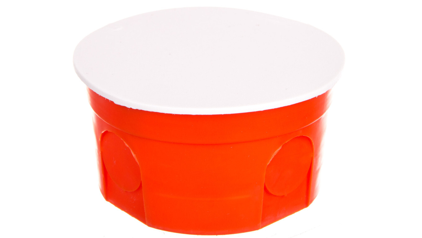 Flush-mounted box 80mm red with cover PO-80 0283-00 / 50pcs / /T2UK