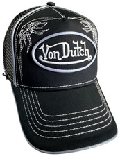 Von Dutch Hat SnapBack BIKER Trucker Mesh, PIPING TRIM, Patch Black NEW W/ TAGS 