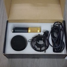 Studio Condenser Microphone Kit w/ Shock Mount Windscreen 3.5mm Black/Gold