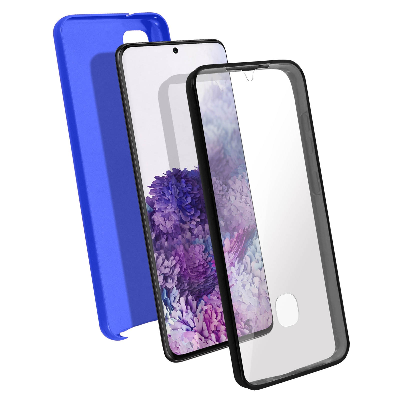 Coque Galaxy S20 Avizar protection intégrale silicone souple et dos rigide bleu