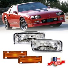 For Chevy Camaro 85-92 Clear Bumper Turn Signal Light Amber Side Marker Lights