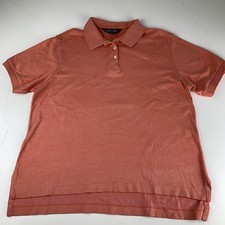 Vintage 90s Lands End Women's Polo Shirt Large Coral 100% Cotton Made in USA