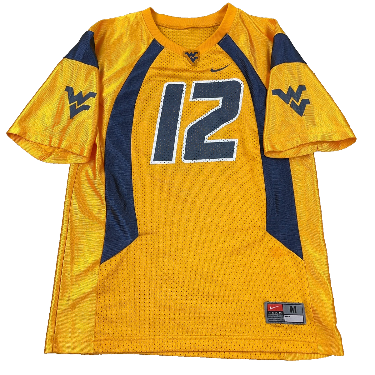 Vintage West Virginia Mountaineers Jersey Youth Medium Yellow Nike