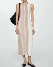 MANGO LADIES TIE-DYE BEIGE SHIFT DRESS SIZE 8 (REF 420) SALE