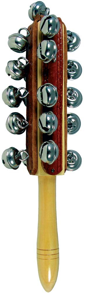 Atlas BELL SHAKER on wooden stick. Traditional percussion from Hobgoblin Music