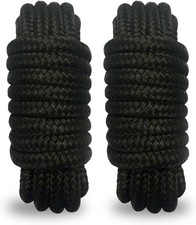 Double Braided Boat Dock Lines 3/8 Inch x 15 Ft With 12 Inch Eyelet 2 Pack Black