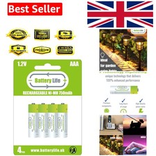 Image of Battery Life AAA Rechargeable Batteries 4 Pack 750mAh Ni-MH 1.2V