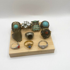 Vintage Ring Lot 10Pcs Turquoise Owl Statement Chunky Mixed Sizes Boho