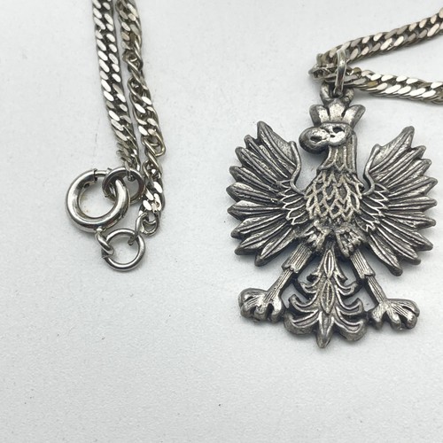Vintage Silver Tone Necklace Polish Eagle Pendant - Picture 4 of 5