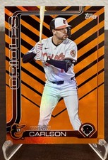 2025 Topps Update Series Dylan Carlson #US181 Holiday Orange Black Parallel