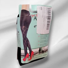 Spanx Love your Assets Flipside Diamond Black Tights Sz 4 1105 Pantyhose NEW