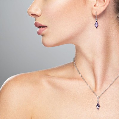 Marquise Edelstein Anhänger Ohrringe Schmuckset 925 Sterling Silber AGT1005