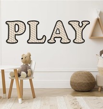 Wooden Play Rattan Letters Set for Kids Playroom Decor Boho Wall Signs