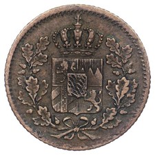 Allemagne 1 pfennig 1853 Bavière Maximillian II cuivre KM.797 monnaie allemande
