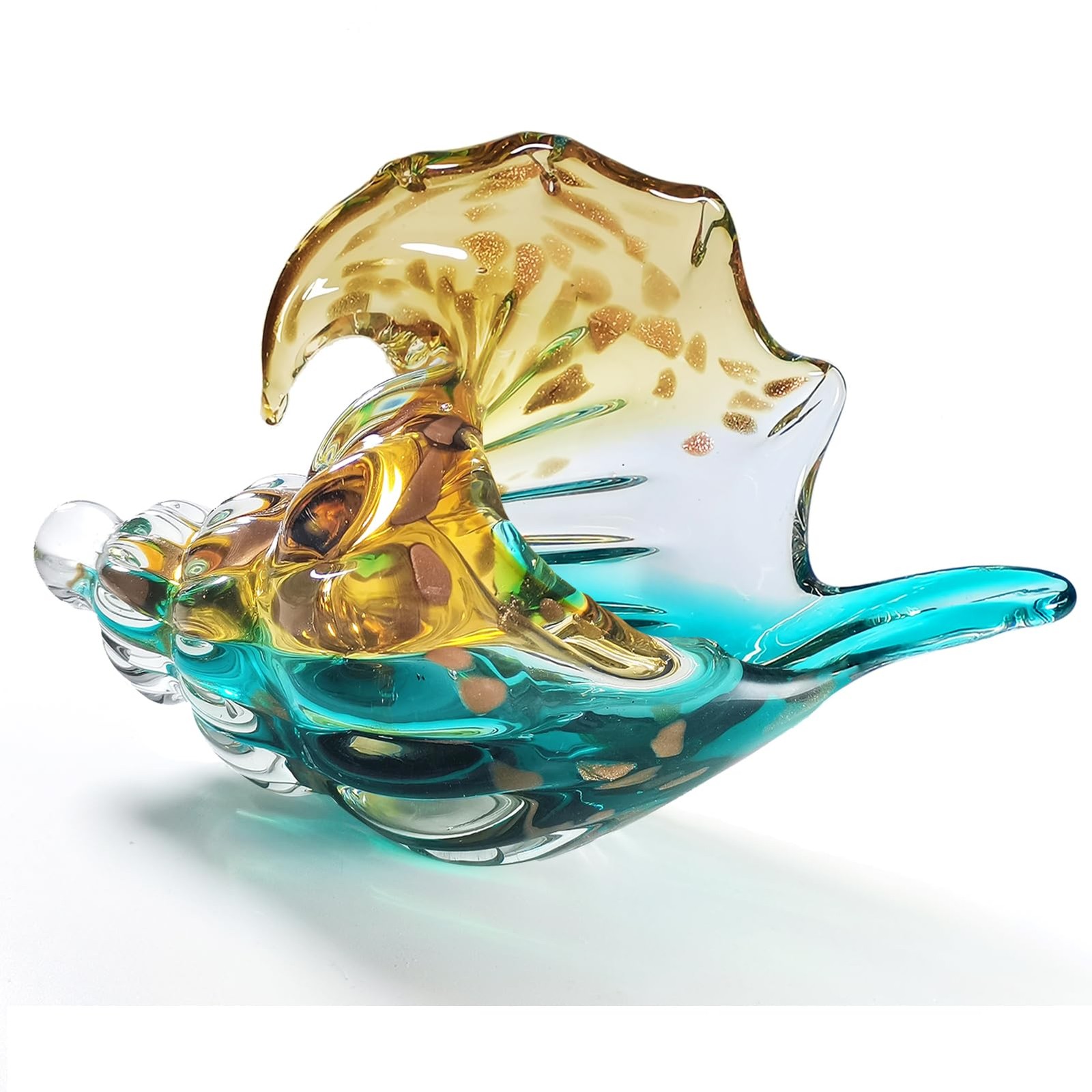 Hand Blown Glass Conch Shell Large - Beach Decorations for Home, Coastal Bath