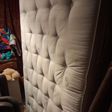 small double cream metal bed with good mattress 