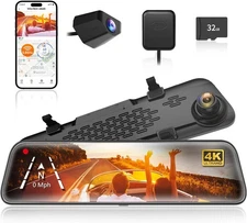 WOLFBOX G840S 12″ 4K Mirror Dash Cam + WOLFBOX USB-C Hardwire Kit — Brand New, S