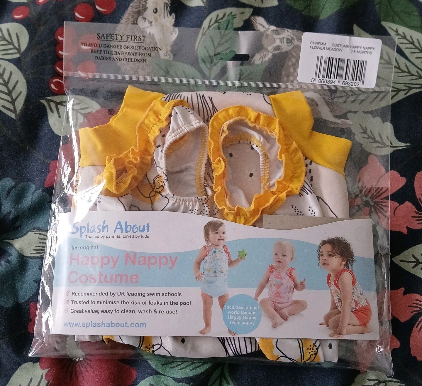 New SPLASH ABOUT Baby Girl's Floral Yellow Mix HAPPY NAPPY Swimsuit 3-8 Months image 9