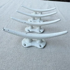 Vintage White Cast Iron Six Inch Boat Dock Cleats Set Of 4