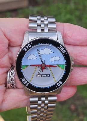 Vintage 1996 Joe Boxer Timex Airplane Novelty Watch Silver Tone Jubilee Band