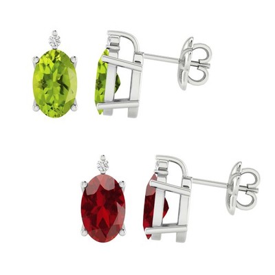 2,50 kt natürlicher Edelstein & Diamant 14 Karat Weißgold vergoldet 2 Paar Ohrringe Set 925