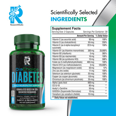 DiaChoice Neuropathy Support with Alpha Lipoic Acid 600 mg, to Fortify Nerve ...