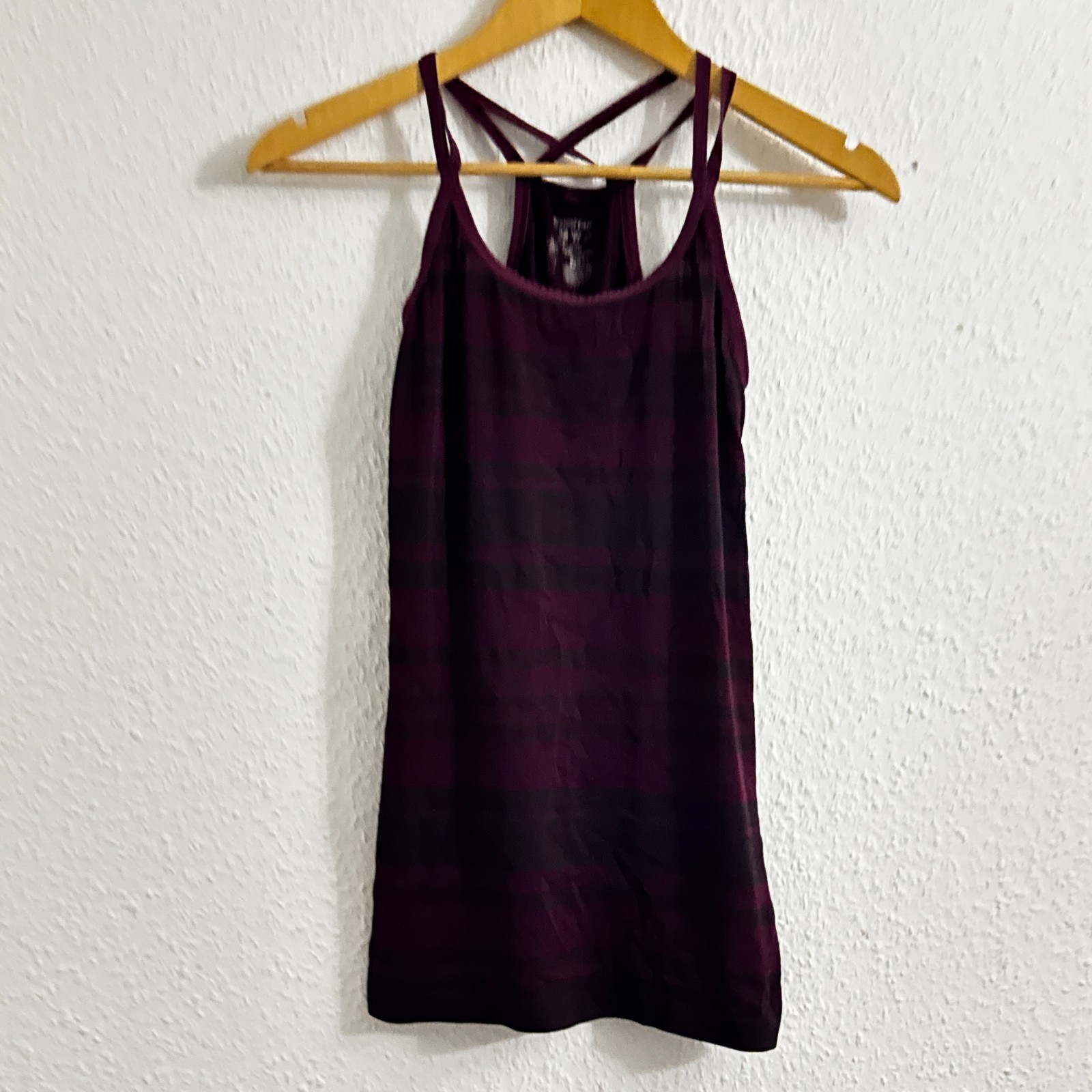Primark WORK OUT Purple Striped Seamless Strappy Activewear Tank Top - Size S (U image 3