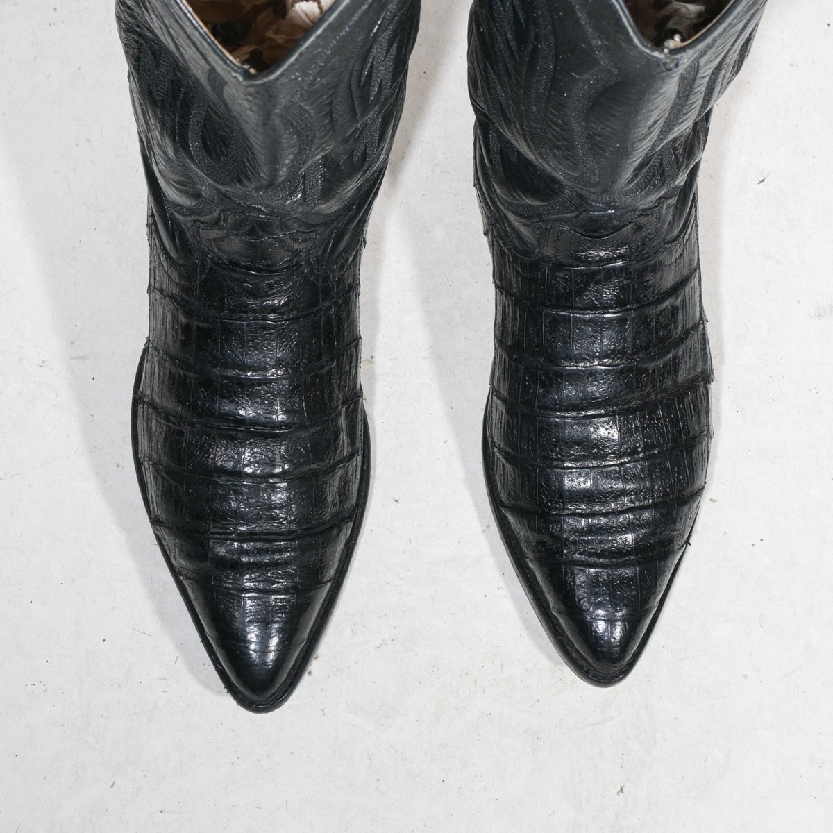Fort Walker Corcodile Western Boots sz 12 Vtg Fort Walker Exotic Alligator Western Cowboy Boots Black  main image 2