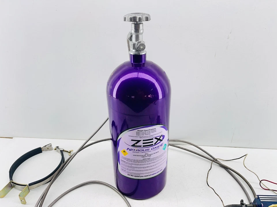 ZEX NOS Nitrous Oxide Kit Bottle Solenoid Lines Brackets Used - Image 2 of 4