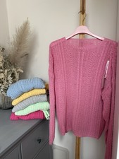 Believe Damen Strickpullover Rosa Rundhals La...