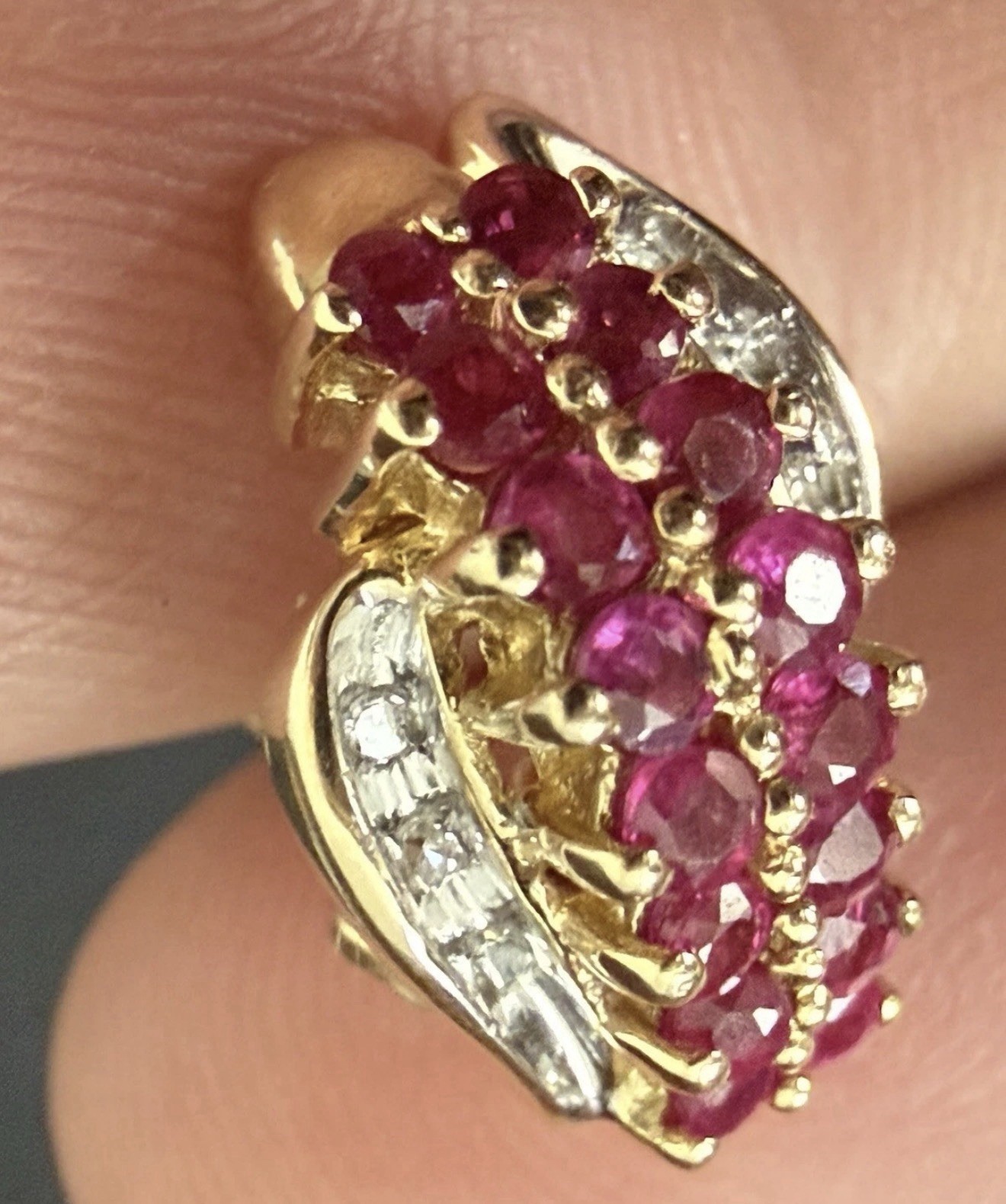 4g Solid 14k Yellow & White Gold Ruby Natural Dia… - image 2