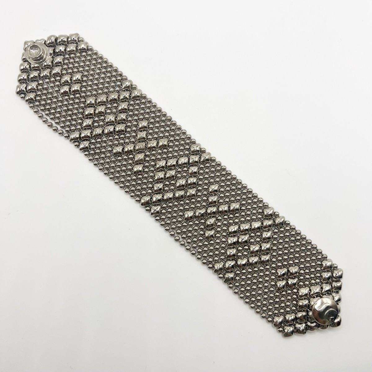Designer SERGIO GUTIERREZ SG LIQUID METAL Mesh Silver / Cheetah Belt MEDIUM SG Liquid Metal Bracelet Sergio Gutierrez Silver Tone B45-AS  main image 4