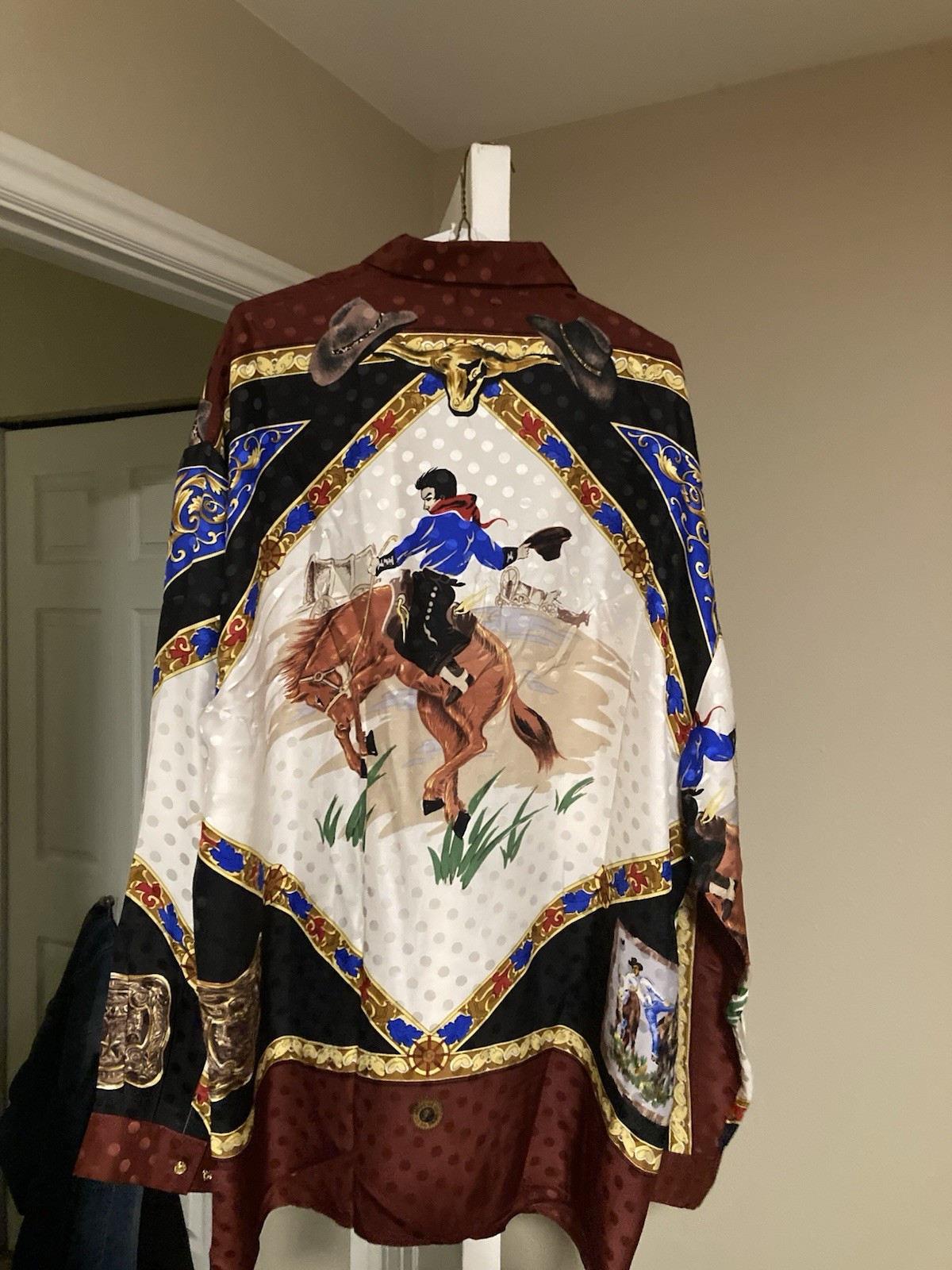 Joey Richi Vintage Silk Metallic Baroque Dress Shirt Bull Matador Size 2XL Rare
