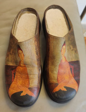 ICON Modigliani Art Leather Clogs Slip On Shoes 8M Wearable Art RARE
