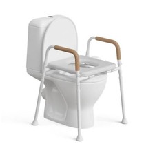 Upgraded Toilet Seat Riser with PU Foam Padded Seat for Seniors White
