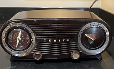 Zenith 1950s Collectible Vintage Tube Radio Walnut with Clock ~ Works